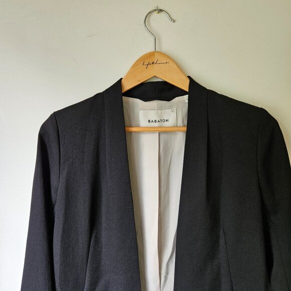 Aritzia Babaton Keith Blazer Sz 6 Open Front Black Corporate Minimalist - Picture 4 of 11